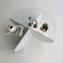 Hanah Home Lily - Mesa de centro blanca con cristal templado